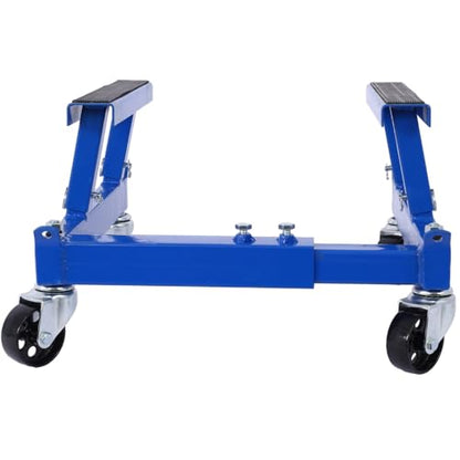 1500LB Heavy Duty Motorcycle Dolly - ATV/UTV Engine Cradle Stand with 360° Swivel Casters, Adjustable Steel Shop Dolly for Bike Maintenance & Storage (Blue + Steel)