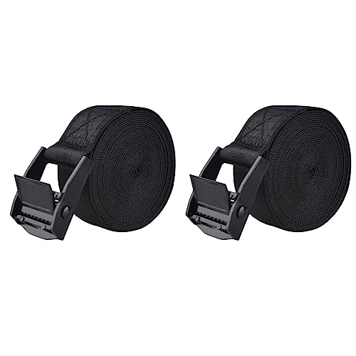TRIWONDER Cinch Tie Down Strap Lashing Straps Heavy Duty Nylon Straps with Cam Buckles for Cargo, Trucks, Boat, Motorcycle,SUP, Kayak, Canoe, Trailer (3m, Black - 2 Pack) - color: 01# Black - 2 Packs, size: 1" x 9.8'