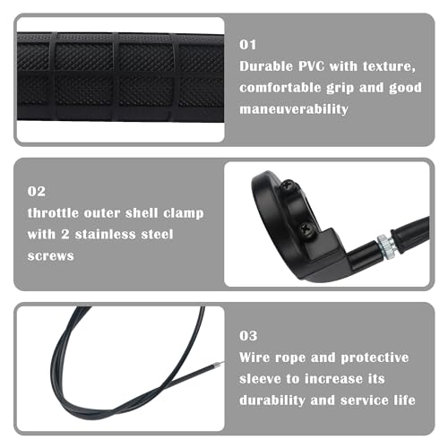 IHOTDER Throttle Cable Kit,Motorcycle Handlebar Grips with Twist Throttle & 47" Throttle Cables,Universal Bike Throttle Assembly Compatible with 7/8" 110-250cc Motorcycle Bike ATV