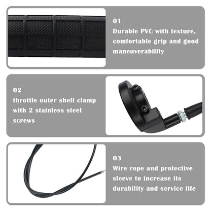 IHOTDER Throttle Cable Kit,Motorcycle Handlebar Grips with Twist Throttle & 47" Throttle Cables,Universal Bike Throttle Assembly Compatible with 7/8" 110-250cc Motorcycle Bike ATV