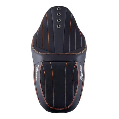 Advanblack SIK Baggers Touring Seat with Custom Stitching for 2009–2023 Harley Road Glide, Street Glide, Road King & Electra Glide，Gel-Lab Cushion, Synthetic Suede, No Backrest Slot (Orange Stitching) - color: Orange Stitching