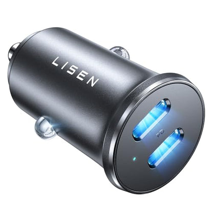 LISEN 90W USB C Car Charger USB C Fast Charge, 45W PD&QC 3.0 Fast Car Charger for iPhone 17 Pro Max 16 15 Pro, Cigarette Lighter USB Charger Adapter for Samsung S26 S25, Android [Metal&Mini] Sockets