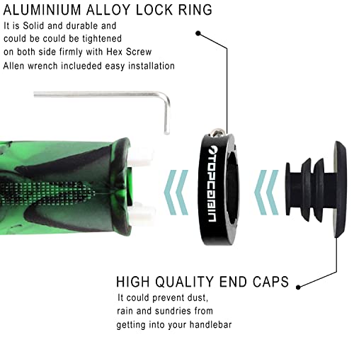 TOPCABIN Ergonomic Bike Grips - Widen Holding Rubber Grips with Aluminum LockGrips for Mountain & Road Bikes - color: Rubber Green (1 Pair)