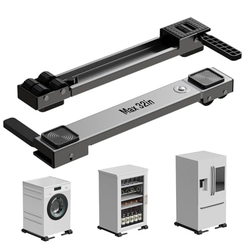 Appliance Rollers Heavy Duty,Newest Extendable Appliance Sliders,Liftable Washing Machine Base,Easily Move Washer and Dryer Machines,Refrigerators,Furniture-Grey - color: Grey
