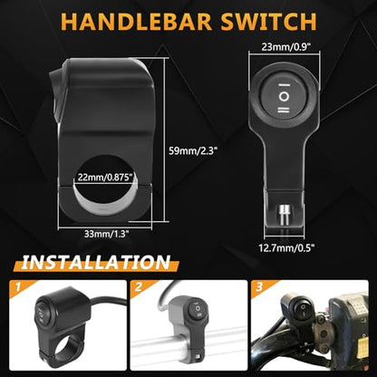 Wai Danie 2Pcs 22mm 7/8in Aluminum Alloy Motorcycle Handlebar Headlight Switch Three-Position Waterproof Switch 12V Fog Spotlight Retro Switch for Motorcycle Bike ATV UTV Scooters Black - size: Black(2Pcs)