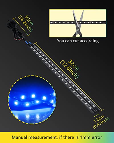 YONGMING Atmosphere Motorcycle Led Lights Strips 32CM 12V Underglow Under Dash Underbody Lights for SUV,Car,RV,ATV,Bike,Boat，Courtyard， Scenic Spot，PACK of 2(Blue) - color: Red