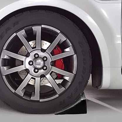 Fasmov 4 Pack Solid Rubber Heavy Duty Wheel Chock, Premium Chock for Car, Travel Trailers, RV, Truck, and ATV - size: 4 Pack