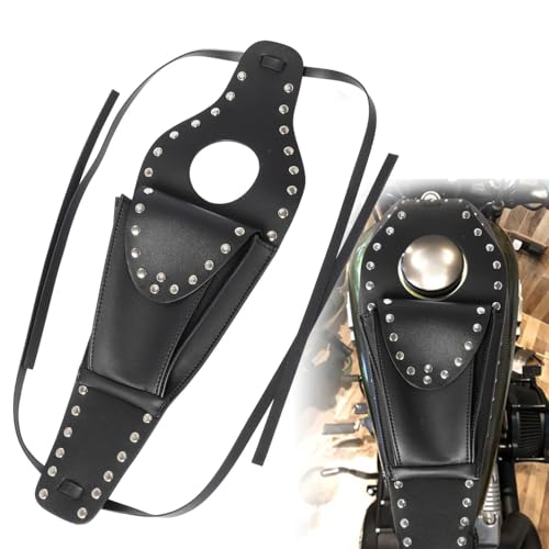 Motorcycle Leather Tank Chap Cover Panel Pad Bag For Harley Davidson 883 1200 XL Sportster, Black