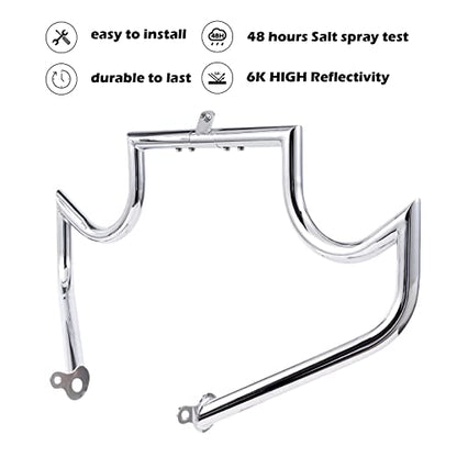 Kinglemc Crash Bar Engine Guard Highway Bar for Harley Davidson Touring Road Glide Road King Street Glide Electra Glide CVO and Trike Models 09-25 (Mustache Silver) - color: Chrome-Mustache