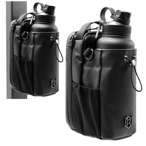 Magnetic Gym Bag for Men and Women – Sling Bottle with Magnetic Attachment | Water Bottle Holder, Gym Pouch, Crossbody Bag for Travel, Sports, Work, Fitness - color: Black - 46 oz