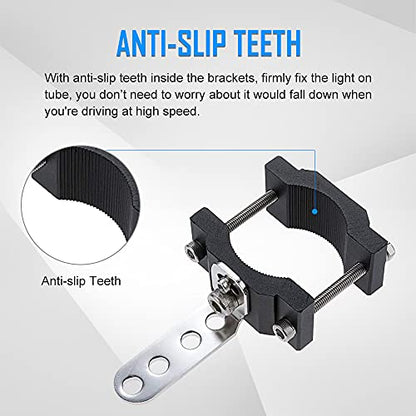 Motorcycle 2 Inch Tube Clamp Mount Brackets Bicycle Car Bull Bar Holder Clamp Samman Off Road Bar Mounting Brackets for LED Light Work Lights Pods Lamps 2PCS