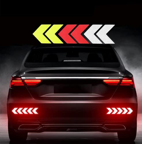 36pcs Reflective Decals Reflective Stickers Safety Warning Sticker Tapes Waterproofs High Intensity Night Visibility Adhesive for Helmets Motorbike(3x8cm) (36PcsWhite+Yellow) - color: 36pcswhite+yellow