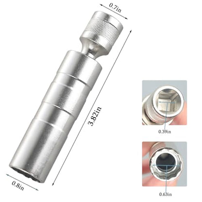 Resze 5/8-Inch（16mm） Thin Wall Spark Plug Socket,12 Points 3/8" Drive Spark Plug Socket,Car Tools,Magnetic Rotating,360-Degree Swivel,Suitable for Most Motorcycle,Car,SUV - size: Short 5/8"（16mm）