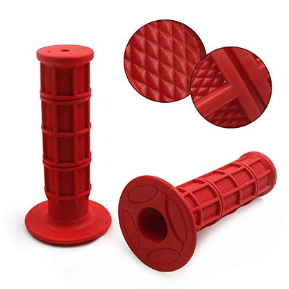 Worldmotop Motorcycle Handlebar Grips Non-Slip Soft Rubber Grips Handlebar with 7/8" 22mm 24mm Replacement for All Off Road ATV Dirt Bike, Bike Handle Grips(red)