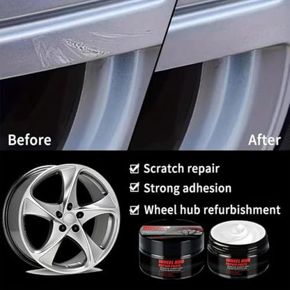 Wheel Cream, 50g Rim Scratch Repair Kit, Swirl Remover with Applicator Sponge Easy Buffing Care Design for Vehicles Trucks Rv Motorcycles Marine Auto Detailing Car