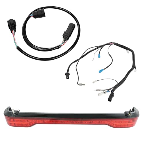 TCMT Red LenKing Trunk LED Tail Light Assembly Wiring Harness Fits For Harley Touring Road King Road Street Electra Glide Tri Glide Ultra Limited 2014-2025 - color: Red Lens Black Housing A, size: Light Set(12 Funtions)