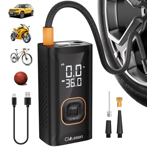 Tire Inflator Portable Air Compressor, 150PSI Portable Air Compressor with Accurate Pressure Gauge E-Bike Inflation Cordless Air Pump for Bike Pump Car Motorcycle Ball - size: 007