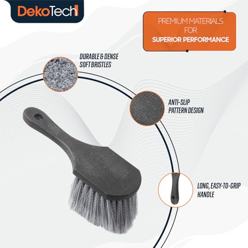 Premium Soft Bristle Wheel & Tire Brush for Cars – Short Handle Design for Effortless Scrubbing, Scratch-Free Cleaning, and Effective Removal of Dirt & Road Grime