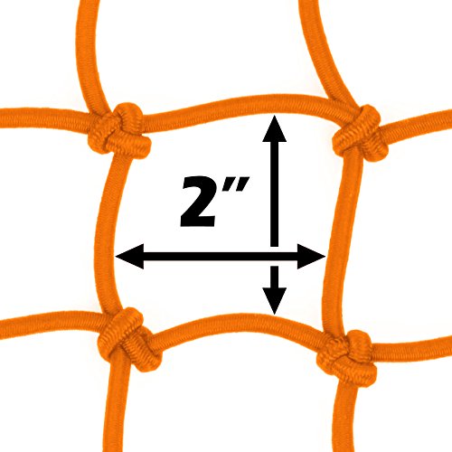 PowerTye 50159 Orange 15"X15" Cargo Net Featuring 6 Adjustable Hooks & Tight 2"x2" Mesh (Each) - color: Orange