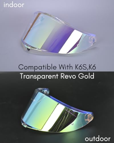 Compatible With K6S Visor K6 Face Shield Replacement Tinted Visor Helmet Accessories (Transparent Revo Gold) - color: Transparent Revo Gold