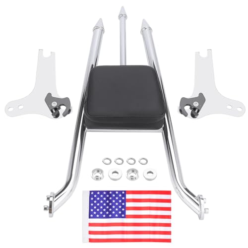 27 inch Motorcycle Rear Passenger Sissy Bar Backrest, Detachable Cushion Pad Fit for Harley Touring Road King Street Glide Road Glide Electra Glide 1997-2008 (Chromed Silver) - color: Chromed Silver