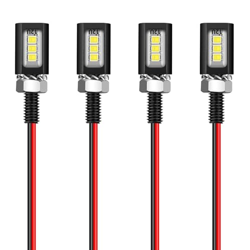 Linkstyle 4PCS 12V LED License Plate Light, License Tag Screw Bolt Lamps, Super Bright Motorcycle LED Bulb Tag Lights for Car Truck RV ATV Bike - size: 4PCS 3 SMD 2385 LED chip