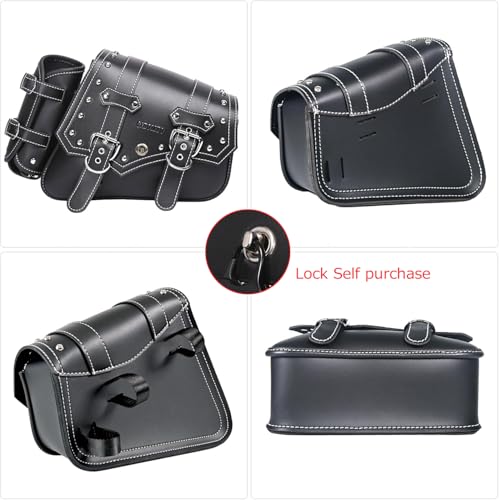 Motorcycle Saddle Bags Side Bags - Saddlebags Softail Pvc Leather,Waterproof,Swing Bag Side, Side Tool Bag, Universal, Storage Tool Bag for Motorbike,with cup holder (Right side) - style: Right