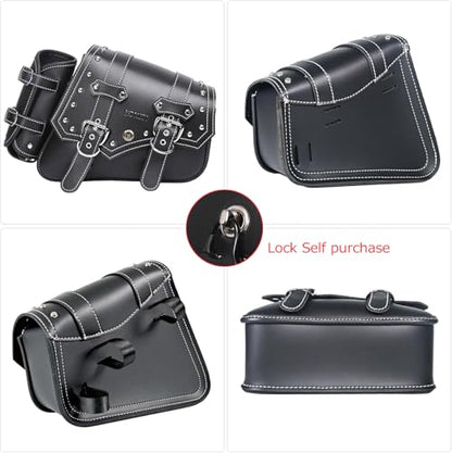 Motorcycle Saddle Bags Side Bags - Saddlebags Softail Pvc Leather,Waterproof,Swing Bag Side, Side Tool Bag, Universal, Storage Tool Bag for Motorbike,with cup holder (Right side) - style: Right