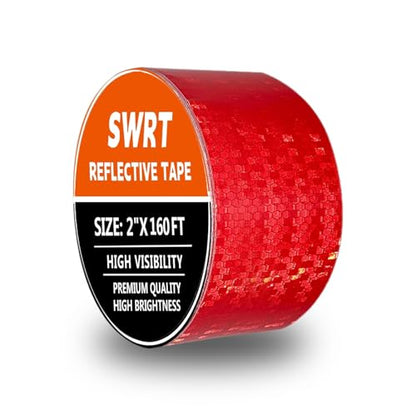 SWRT Reflective Tape 2 Inch x 160 Feet DOT-C2 Shining Star Fade Resistant Red Reflective Tape Outdoor Waterproof Strong Adhesive Safety Warning Tape Reflector Conspicuity Tape for Trailer Trucks Bike - size: 2IN x 160FT