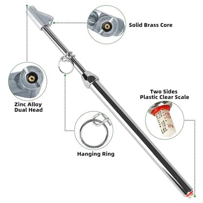 Dual Head Tire Pressure Gauge, Heavy Duty Pen Tire Air Gauge Range 10-160LBS 80-1100KPA, for Truck, RV, Car & Motorcycle（Pack of 2）