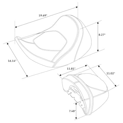 C.C. RIDER Low-Profile Rider&Passenger Seat Fit for Harley Touring 2023-2025 CVO Street Glide FLHXSE CVO Road Glide FLTRXSE 2024-2025 Street Glide FLHX Road Glide FLTRX FLTRXSTSE - size: 08# Black+ Red Stitchs