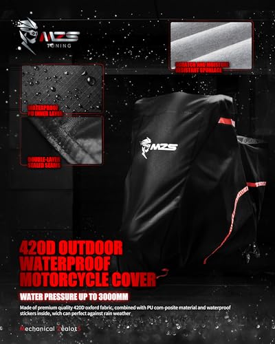 MZS Motorcycle Cover Waterproof Outdoor Storage, 420D All Season Weather Touring Protection Side & Top Box Cover fit up to 110" Compatible With Road Glide Ultra CVO Pursuit Limited Wing Voyager - size: 110" Touring Side & Top Box