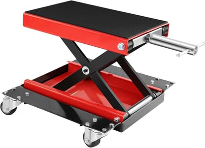 1100LBS Motorcycle Lift-Hydraulic Motorcycle Stand Table Jack, Narrow and Wide Deck Motorcycles Scissor Jack with Ratchet & Crank for ATV, Dirt Bikes
