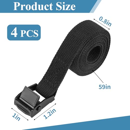PEASUG Tie Down Straps, 4 Pcs Lashing Small Ratchet Straps with Buckles, 0.78" x 5' Adjustable Simple Cinch Cam Pull Suitable for Trucks, Cargo, Luggage Black - color: Black, size: 0.78" x 5'