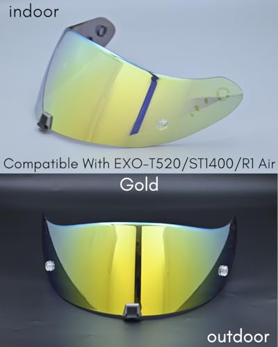 Compatible With EX0 T520 Motorcycle Helmet Visor R1 Air Face Helmet Shield Replacement ST1400 Tinted Visor (Gold) - color: Gold
