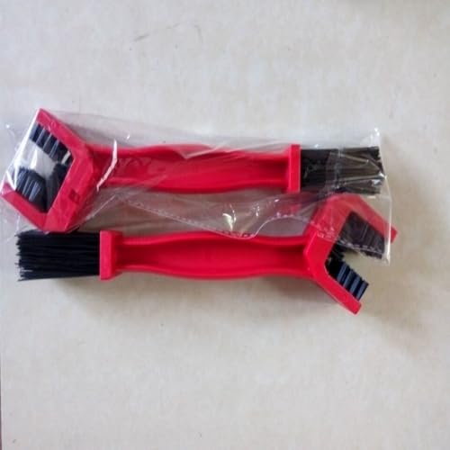 1Pc Red Motorcycle Bike Chain Cleaning Brush with Double-Ended Brushes Durable Motor Bicycle Chain Gears Maintenance Cleaning Tool Accessories - color: Red