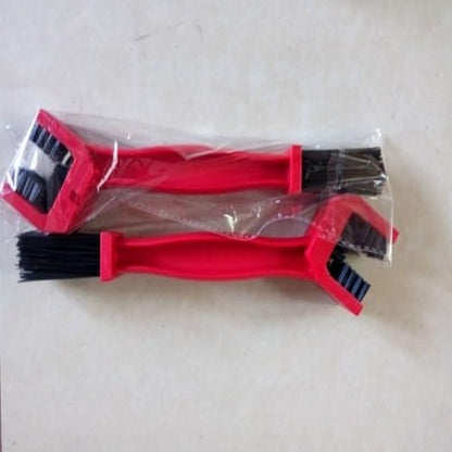 1Pc Red Motorcycle Bike Chain Cleaning Brush with Double-Ended Brushes Durable Motor Bicycle Chain Gears Maintenance Cleaning Tool Accessories - color: Red
