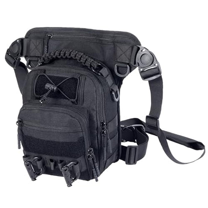 Tactical Drop Leg Bag with Concealed Carry Holster Motorcycle Thigh Pouch for Outdoor, Hiking & EDC Gear, Black - color: Black