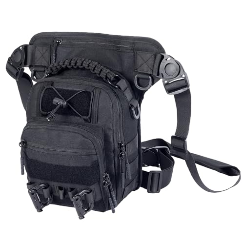 Tactical Drop Leg Bag with Concealed Carry Holster Motorcycle Thigh Pouch for Outdoor, Hiking & EDC Gear, Black - color: Black