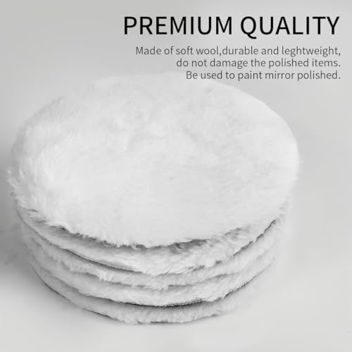 7 Piece 6 Inch Wool Buffing Pad, Drill Buffer Connecting M12 Drill Adapter, Buffing Pads, for Car Polishing and Waxing, Painting Tabletops, Old Leather Sofas, Tile Polishing - size: 7 Piece 6 Inch