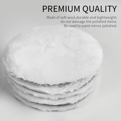 7 Piece 6 Inch Wool Buffing Pad, Drill Buffer Connecting M12 Drill Adapter, Buffing Pads, for Car Polishing and Waxing, Painting Tabletops, Old Leather Sofas, Tile Polishing - size: 7 Piece 6 Inch