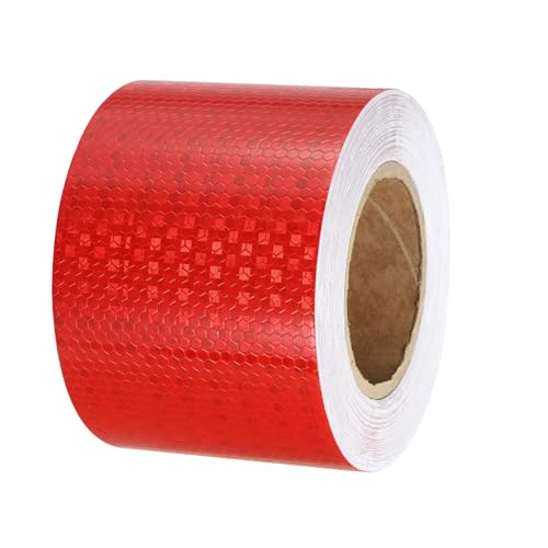 PATIKIL Reflective Tape, 1 Roll 4 Inch x 82 Ft Waterproof Self Adhesive High Visibility Caution Warning Safety Tape Reflector for Trucks Trailers Cars, Red - color: Red, size: 4 IN x 82 FT