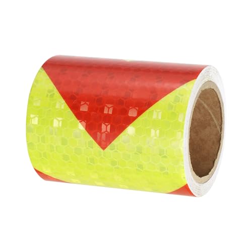 PATIKIL Reflective Tape, 1 Roll 3 Inch x 10 Ft Waterproof Self Adhesive High Visibility Caution Warning Safety Tape Reflector for Trucks Trailers Cars, Arrow Fluorescent Yellow Red - color: Fluorescent Yellow Red, size: 3 IN x 10 FT