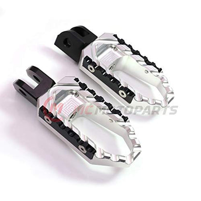 MC MOTOPARTS Silver Front Wide CNC Touring Foot Pegs Compatible with MT-07 MT-09 Tracer 13-18 YZF R3 15-18 MT-10 16-19 - color: Silver, size: No Extension