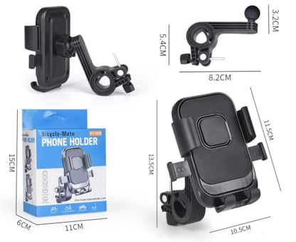 Cell Phone Stand Flexible Mobile Clip Mount Quickly Lock Bike Phone Holder Bicycle Motorcycle (Handlebar Black) - style: Handlebar Black