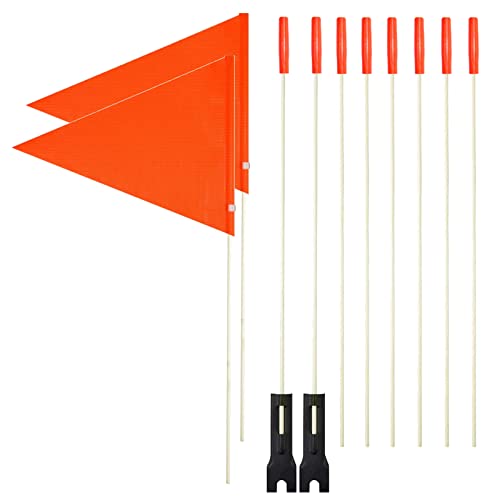 Bike Safety Flag 6 Foot Heavy Duty Fiberglass Pole Polyester Waterproof Flag (2 Pcs Orange Bike Flags) - color: 2 Pcs Orange Bike Flags