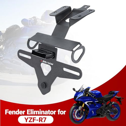 Motorcycle License Plate Bracket for YZF-R7 2021-2026, MT-07 FZ-07 2021-2024, Fender Eliminator With LED Light, Motorcycle Tail Tidy License Plate Holder Mount