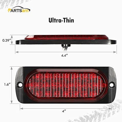 Partsam 2Pcs 4.4" Red 24 LED Trailer Side Marker Clearance Light, Aluminum Housing Stop/Brake/Turn Signal/Tail Lights for Trailer Truck Pickup RV Camper Van Bus, IP67 Waterproof, Surface Mount - color: Red