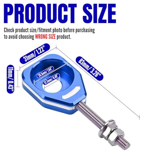 Canitu Blue Rear Chain Adjusters,Motorcycle Billet Rear Axle Blocks Swingarm Spool Tensioner Tension Adjuster Accessories for Honda CRF110 2013-2024 - color: BLUE