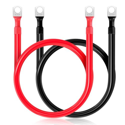 5 AWG Battery Cable 2 Pcs, 20 Inch Battery Cables with M8 Ring Terminals, Marine Batterys Cable Pure Copper, Batterys Ground Cables for Motorcycle, Car, Truck, Rv, Boat - size: M8/20INCH/5AWG